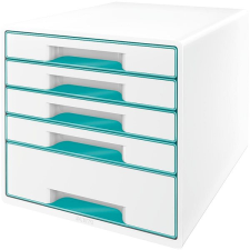 Leitz WOW CUBE, 5 fiókos, fehér és jégkék színben irattálca