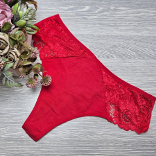 Lemila Magas derekú pamut tanga csipke betéttel M, Piros női alsó