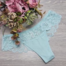 Lemila Női féltanga pamut csipke-derékkal Türkiz, L