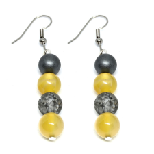  Lemon Moon hematit, achát és hegyikristály ásvány fülbevaló fülbevaló