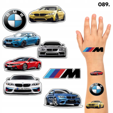 LEMOSHATÓ TETOVÁLÁS GYEREKEKNEK IDEIGLENES BMW AUTÓK - 8 EL. / 150 MODELL csillámtetoválás