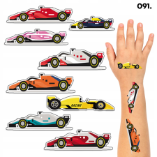 LEMOSHATÓ TETOVÁLÁS GYEREKEKNEK IDEIGLENES F1 FORMULA1 AUTÓK - 8 EL. / 150 RAJZ csillámtetoválás