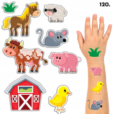 LEMOSHATÓ TETOVÁLÁS GYEREKEKNEK IDEIGLENES FARM RANCH - 8 EL. / 150 MODELL csillámtetoválás