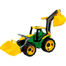  LENA: Műanyag traktor markolóval és rakodóval - 107 cm autópálya és játékautó