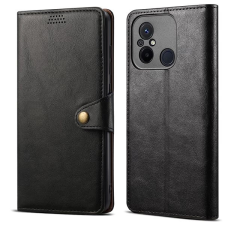 LENUO Xiaomi Redmi 12C fekete bőr flip tok tok és táska