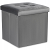 Leobert Összecsukható Puff L Gombokkal - 38x38x38cm Bársony Szürke (model_15470_1)