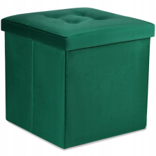 Leobert Összecsukható Puff L Gombokkal - 38x38x38cm Bársony Zöld (model_15471_1) bútor