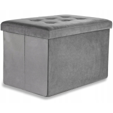 Leobert XL Összecsukható Puff Gombokkal - 60x38x38cm Bársony Szürke (model_15477_1) bútor