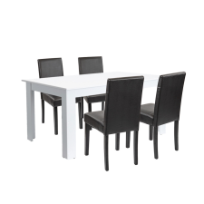  Leon 4+1 étkező garnitúra fehér-fekete bútor