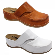 LEON Női bőr papucs, tépőzáras, csúszásmentes talp