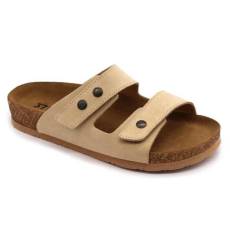 LEON Papucs 4050 LEON Comfort női bőr bézs velur 42