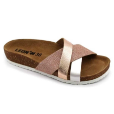 LEON Papucs 4201 Leon Comfort női bőr, ezüst, 39