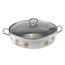  Levendula Zománcozott szeletsütő lábas 26 cm+üvegfedő edény