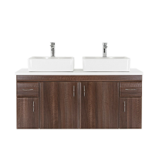 Leziter Bianco 130 alsó szekrény mosdó nélkül aida dió fehér munkalappal fürdőszoba bútor