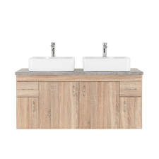 Leziter Bianco 130 alsó szekrény mosdó nélkül sonoma tölgy beton munkalappal fürdőszoba bútor