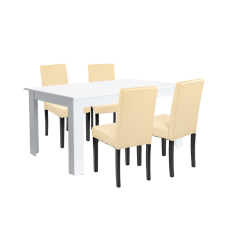 Leziter Leon 4+1 étkező garnitúra fehér-bézs bútor