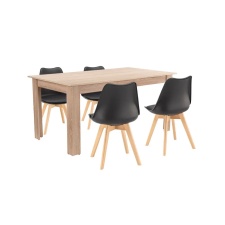 Leziter Lola 4+1 étkező garnitúra fekete-sonoma tölgy bútor