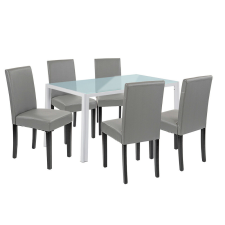Leziter Mira 6+1 étkező garnitúra fehér-szürke bútor