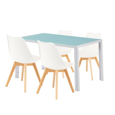 Leziter Nuvia 4+1 Étkezőgarnitúra - Üveg Asztal, Fehér Székek bútor