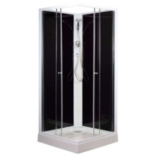Leziter 'Polo Black II szögletes fekete hátfalas zuhanykabin, akril zuhanytálcával' kád, zuhanykabin
