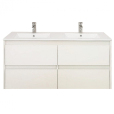 Leziter Porto 120 alsó fürdőszoba bútor mosdóval tükörfényes fehér színben fürdőszoba bútor
