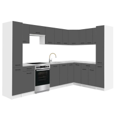 Leziter Praktik 390 sarok konyhabútor fehér korpusz, antracit front bútor