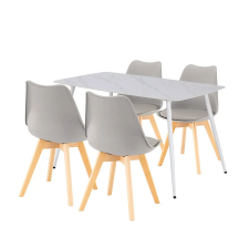 Leziter Ravena 4+1 étkező garnitúra fehér-szürke bútor