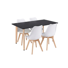 Leziter Silla 120 4+1 étkező garnitúra fekete-fehér bútor