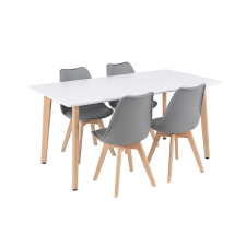 Leziter Silla 150 4+1 étkező garnitúra fehér-szürke bútor