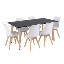 Leziter Silla 150 6+1 étkező garnitúra fekete-fehér bútor