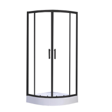 Leziter Spirit Clear 90x90 cm íves zuhanykabin zuhanytálcával fekete kád, zuhanykabin