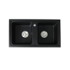 Leziter Tia szögletes két medencés gránit mosogató szifonnal fekete