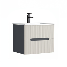 Leziter Trent 60 alsó fürdőszobabútor kerámia mosdóval (2 fiókos) antracit szürke-fehér fürdőszoba bútor