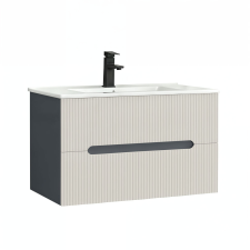 Leziter Trent 80 alsó fürdőszobabútor kerámia mosdóval (2 fiókos) antracit szürke-fehér fürdőszoba bútor