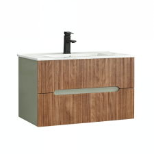 Leziter Trent 80 alsó fürdőszobabútor kerámia mosdóval (2 fiókos) zöld-sunset tölgy fürdőszoba bútor