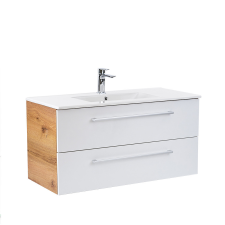 Leziter Vario Clam 100 alsó szekrény mosdóval tölgy-fehér fürdőszoba bútor