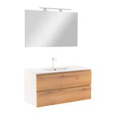 Leziter Vario Pull 100 komplett fürdőszoba bútor fehér-tölgy fürdőszoba bútor