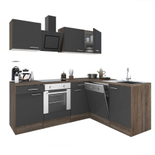 Leziter Yorki 220 sarok konyhablokk yorki tölgy korpusz,selyemfényű antracit fronttal alsó sütős elemmel bútor