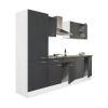 Leziter Yorki 270 konyhablokk fehér korpusz,selyemfényű antracit fronttal polcos szekrénnyel