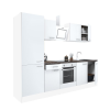 Leziter Yorki 270 konyhabútor fehér korpusz,selyemfényű fehér front alsó sütős elemmel polcos szekrénnyel