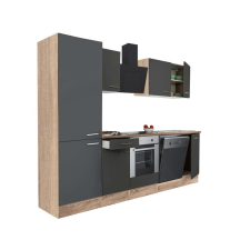 Leziter Yorki Konyhabútor - Sonoma Tölgy/Antracit - 280 cm bútor