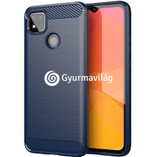  LG K52 / K62, Szilikon tok, közepesen ütésálló, szálcsiszolt, karbon minta, sötétkék tok és táska