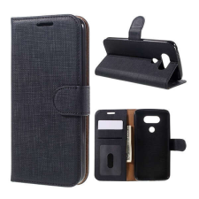 LG Tok álló, bőr hatású (FLIP, oldalra nyíló, asztali tartó funkció, textil hatás) FEKETE LG G5 (H850) tok és táska