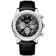 LIGE Man 8989-7 silver black karóra