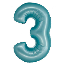  Light Blue Matt, Kék 3-as szám fólia lufi 76 cm party kellék