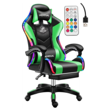 Likeregal 920 LED masszázs gamer szék lábtartóval zöld holm6910 forgószék