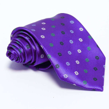  Lila nyakkendő - fehér-zöld mintás nyakkendő
