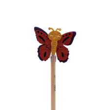 Lila pillangó figurás ceruza piros szárnyakkal 22cm ceruza