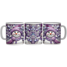 Lila Porcelán Hóember - 3D Mintás Bögre bögrék, csészék