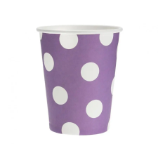  Lila Purple Polka Dots papír pohár 6 db-os 270 ml party kellék